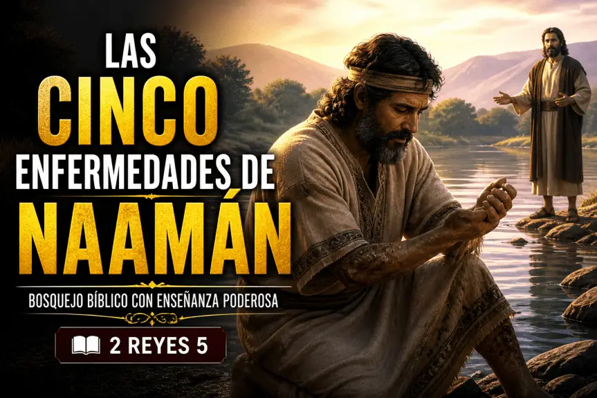 Las cinco enfermedades de Naamán bosquejo bíblico, Naamán en el río Jordán siendo sanado según 2 Reyes 5