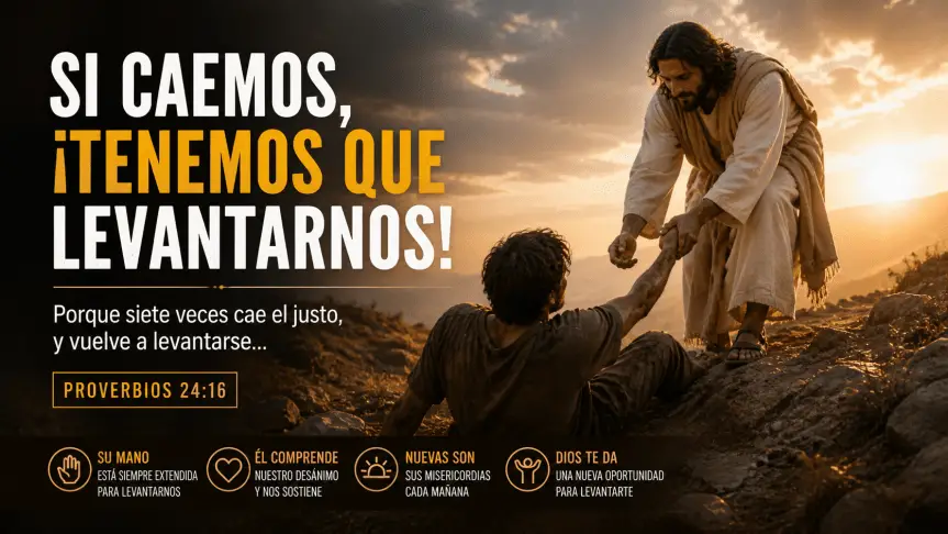 Imagen de Jesús levantando a un hombre caído, simbolizando la esperanza y la restauración en Dios